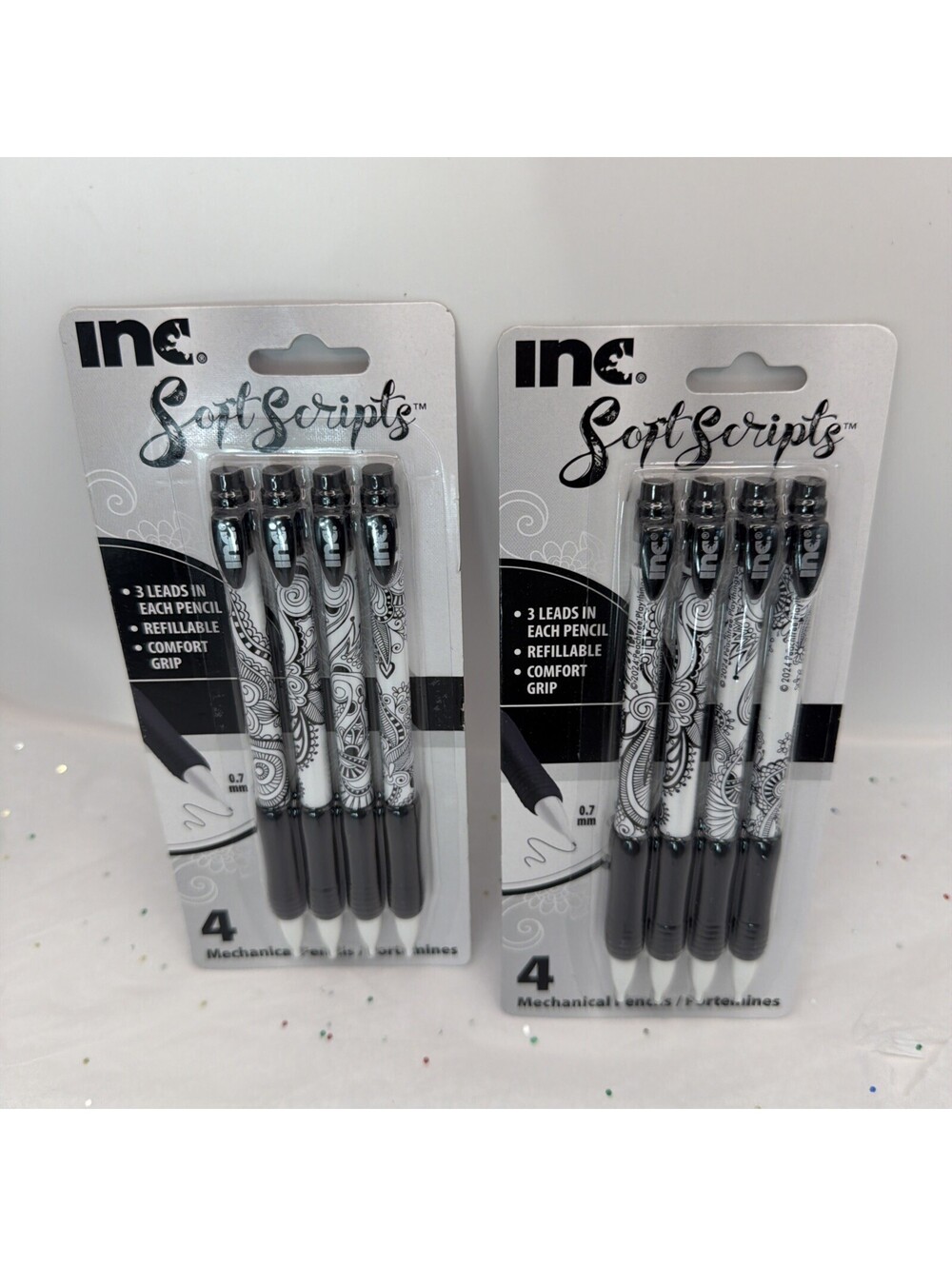 New 2 Pack (8 Pencils) INC Soft Scripts #2 Mechanical 0.7 mm Lead Refillable